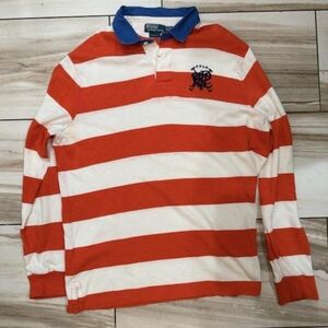 Polo Ralph Lauren scribble long sleeve custom fit polo rugby shirt